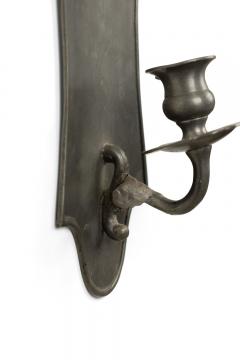 Pair of American Country Pewter Pediment Top Wall Sconces - 4673533