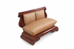 Pair of American Empire Crotch Mahogany Veneer Upholstered Window Seats - 2799501