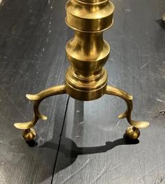 Pair of American Federal Period Finial Form Brass Andirons - 3406809
