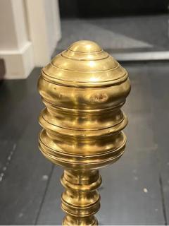 Pair of American Federal Period Finial Form Brass Andirons - 3406810