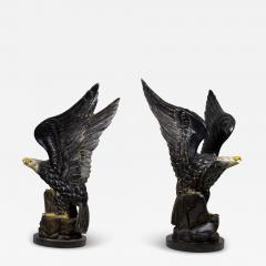 Pair of American Federal Style Carved Painted Bald Eagle Sculptures - 4247495