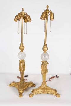 Pair of American Gilt Bronze and Rock Crystal Table Lamps Edward F Caldwell Co - 1160219