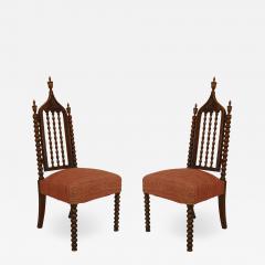 Pair of American Gothic Revival Mahogany Side Chairs - 1421399