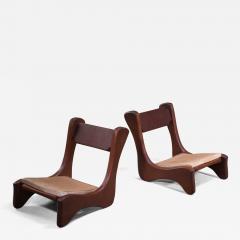Pair of American Low Pastor Chairs with Cowhide Seat Pad by John McAlevey 1972 - 2784088