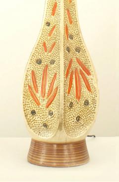 Pair of American Mid Century Ceramic 6 Sided Textured Table Lamps - 732329
