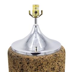 Pair of American Mid Century Cork and Chrome Table Lamps - 4163089