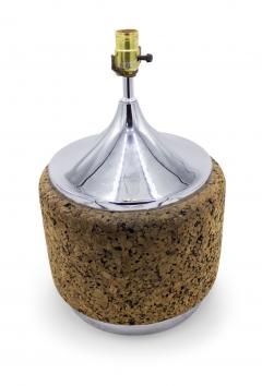 Pair of American Mid Century Cork and Chrome Table Lamps - 4163091
