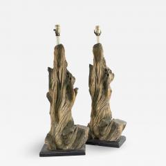 Pair of American Mid Century Faux Driftwood Table Lamps - 1382280