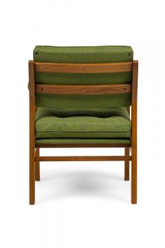 Pair of American Mid Century Green Upholstered Armchairs - 4172321