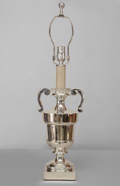 Pair of American Mid Century Modern Silver Plate Urn Form Lamps - 466823