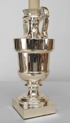Pair of American Mid Century Modern Silver Plate Urn Form Lamps - 466824