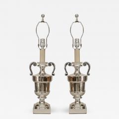 Pair of American Mid Century Modern Silver Plate Urn Form Lamps - 470631
