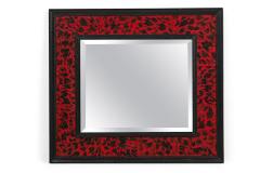 Pair of American Mid Century Style Black and Red Imitation Tortoise Shell Mirror - 4652979