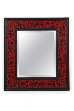 Pair of American Mid Century Style Black and Red Imitation Tortoise Shell Mirror - 4652980