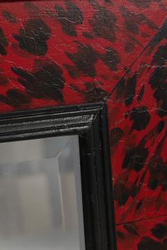 Pair of American Mid Century Style Black and Red Imitation Tortoise Shell Mirror - 4652984
