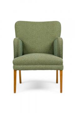 Pair of American Mid Century Teal Wide Back Armchairs - 4666575