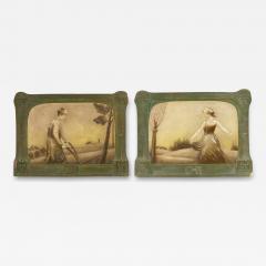 Pair of American Mission Green Porcelain Wall Plaques - 4412409