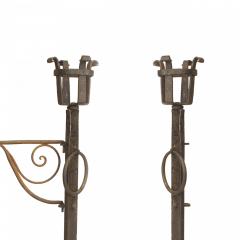 Pair of American Mission Monumental Wrought Iron Andirons - 4200435