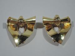 Pair of American Retro 14K Gold Strapwork Pins C 1940 - 3748871