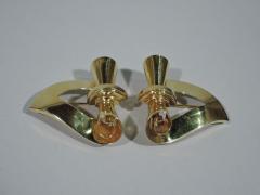 Pair of American Retro 14K Gold Strapwork Pins C 1940 - 3748873