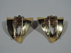 Pair of American Retro 14K Gold Strapwork Pins C 1940 - 3748875