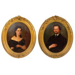 Pair of American Victorian Male and Female Portraits - 4640903