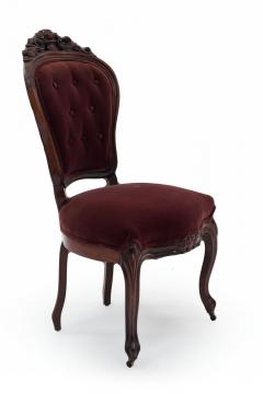 Pair of American Victorian Red Velvet Side Chairs - 4666350