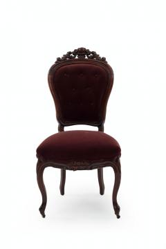 Pair of American Victorian Red Velvet Side Chairs - 4666351