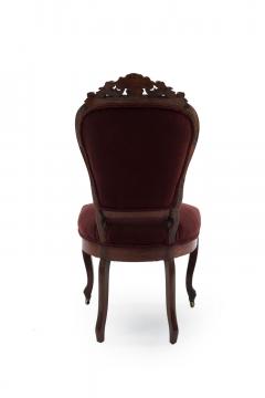 Pair of American Victorian Red Velvet Side Chairs - 4666353