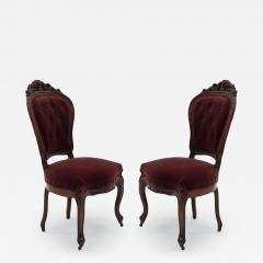 Pair of American Victorian Red Velvet Side Chairs - 4729144