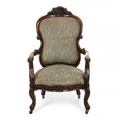 Pair of American Victorian Rosewood Arm Chairs - 1401897