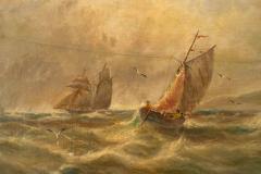 Pair of American Victorian Seascape Paintings - 4516339