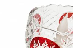 Pair of American Victorian Style Red and Clear Cut Crystal and Glass Table Lamps - 4667474