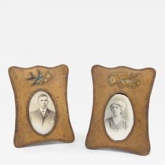 Pair of American Victorian Tan Leather Picture Frames - 4260725