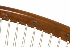 Pair of American Walnut and Beige Fabric Upholstered Petite Lounge Armchairs - 2789232