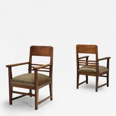 Pair of Amsterdamse School Armchairs The Netherlands ca 1920s - 4456812