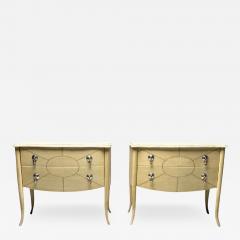 Pair of Andre Groult Art Deco Style Parchment Paper Nightstands Commodes - 3408157