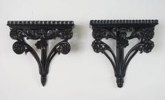 Pair of Anglo Ceylonese Carved Ebony Wall Brackets or Shelves - 2205914