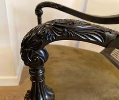 Pair of Anglo Indian Carved Ebony and Caned Armchairs - 2310909