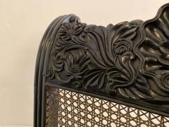 Pair of Anglo Indian Carved Ebony and Caned Armchairs - 2310913