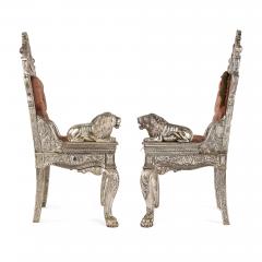Pair of Anglo Indian Silver Clad Ceremonial Throne Chairs - 4550728