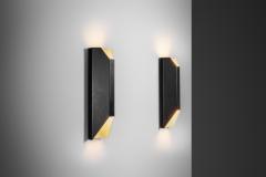 Pair of Angular Lacquered Metal Wall Lamps Europe Mid 20th Century - 4604258