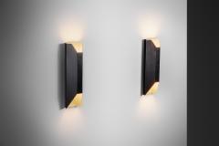 Pair of Angular Lacquered Metal Wall Lamps Europe Mid 20th Century - 4604375