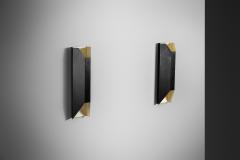 Pair of Angular Lacquered Metal Wall Lamps Europe Mid 20th Century - 4604376