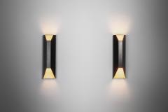 Pair of Angular Lacquered Metal Wall Lamps Europe Mid 20th Century - 4604378