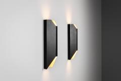Pair of Angular Lacquered Metal Wall Lamps Europe Mid 20th Century - 4604379