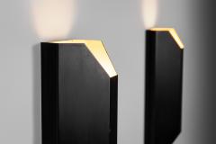 Pair of Angular Lacquered Metal Wall Lamps Europe Mid 20th Century - 4604380