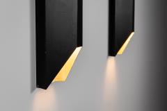 Pair of Angular Lacquered Metal Wall Lamps Europe Mid 20th Century - 4604383