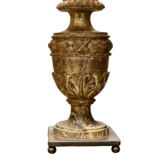 Pair of Antique 18th C Giltwood Urn Form Mantle Lamps - 4097817