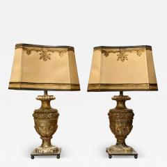 Pair of Antique 18th C Giltwood Urn Form Mantle Lamps - 4101587